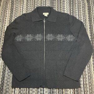GH Bass Co. Hovden Style Cardigan Jacket Cotton Full Zip Fair Isle Mens L